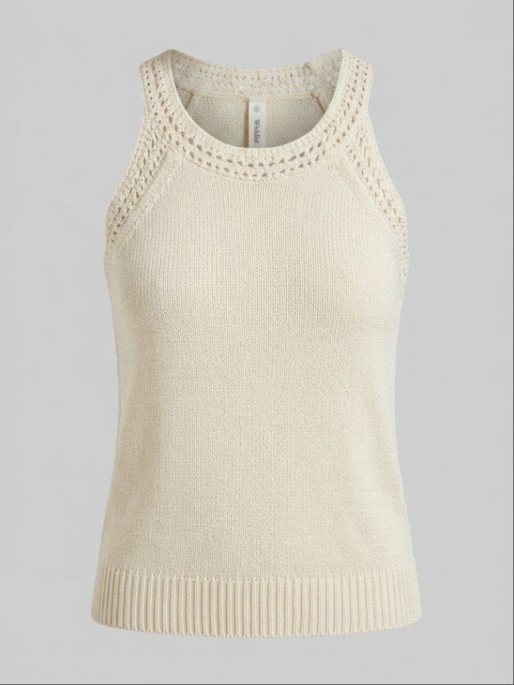 Wishlist Cream Crochet Knit Sweater Tank Top Size Small Boho High Neck